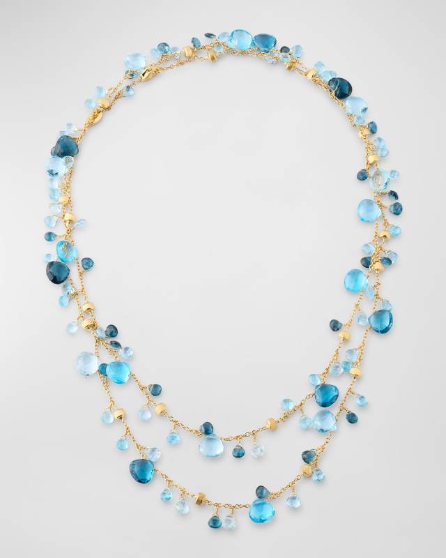 18K Yellow Gold Long Necklace with Mixed Topaz, 36"L